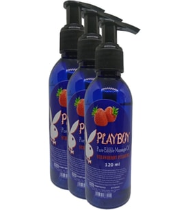 Pure Edible Massage Oil 120ML Çilek Aromalı Yağı 3 Adet