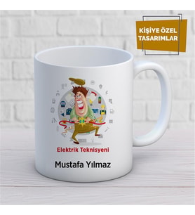 Kişiye Özel İsim Yazılabilir Elektrik Teknisyeni Kupa Bardak
