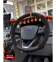 Ford Fiesta Mk8 Dikme Direksiyon Kılıfı Alcantara Süet Mat Karbon Taba Yüzük ve Dikiş 2018-2023