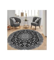 Eliana Home Baskılı, Yıkanabilir Kaymaz Taban Yuvarlak Halı LNA7304-HT125 120x120 cm (Siyah)