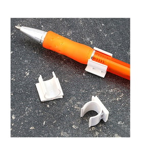Kalem Tutucu (Pen Clip) Arkası yapışkanlı 1.5x1.2x1.2 cm Kısa Tip (9-10 mm Kalemler İçin) 500 adet (Beyaz)