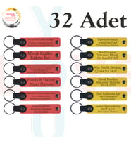 Nar Çiçeği & Sarı, 32’li Set, İsim ve Tarihli Deri Hediyelik, Yüzme Yarışması Katılımcılarına Anı