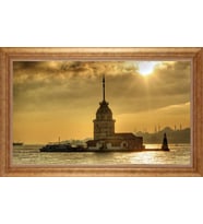 Çerçeveli Paspartulu Manzara Tablo ah1851 (Gold)