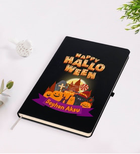 BK Gift Kişiye Özel Happy Halloween Tasarımlı Siyah Defter-18
