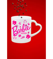 Barbies Enter Mode Baskılı Hediye Kalp Kupa Bardak Porselen Çay Kahve Fincanı