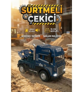 Işıklı Sesli Sürtmeli Çekici Kamyon Die-Cast Oyuncak Araba 15 cm