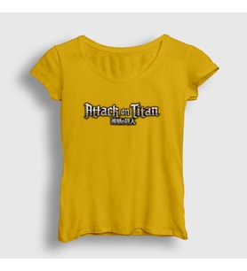 Presmono Kadın Sarı Logo Anime Attack On Titan T-Shirt 124133tt (Sarı)