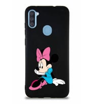 Samsung Galaxy A11 Soft Premier Kapak Minnie Mouse-E Tasarımlı Silikon Kılıf - Siyah (Şeffaf)