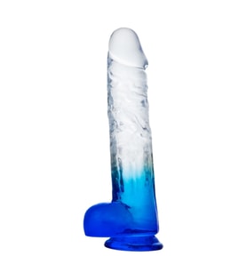MYST COLOR Dildo Realistik Jel Dokuda Vantuzlu Ultra Yumuşak Şeffaf Mavi Yapay Penis