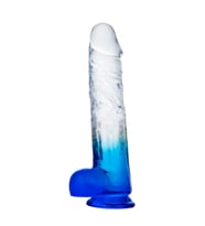 MYST COLOR Dildo Realistik Jel Dokuda Vantuzlu Ultra Yumuşak Şeffaf Mavi Yapay Penis