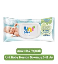 Uni Baby Hassas Dokunuş Islak Mendil 3x52 156 Yaprak