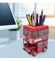 Dekoratif Metal Londra Şehir Otobüsü Kalemlik (Kırmızı)