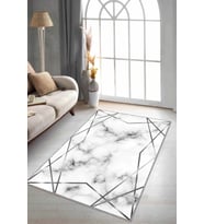 Silver Prizma Kaymaz Tabanlı Makinede Yıkanabilir Halı RV015 - 100 x 160 cm