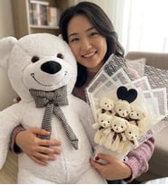 Jumbo Boy 100 cm Beyaz Peluş Ayıcık ve Ayıcık Buketi