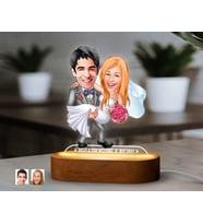 BK Gift Kişiye Özel Yeni Evli Çift  Karikatürlü Dekoratif 3D Biblo LED Işıklı Gece Lambası-8, Düğün Hediyesi, Yıl Dönümü Hediyesi