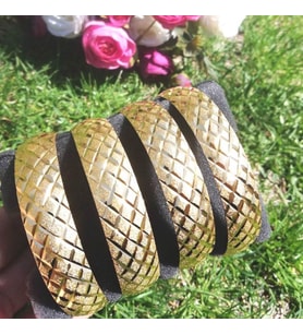 Baklava Motifli 6.6 Cm Altın Kaplama Bilezik 015 (Sarı)