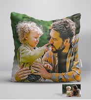 BK Gift Kişiye Özel Tam Boy Baba ve Oğul Karikatürlü Beyaz Yastık-1