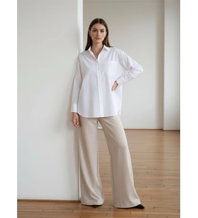 Oversize Arkası Uzun Önü Kısa Poplin Gömlek