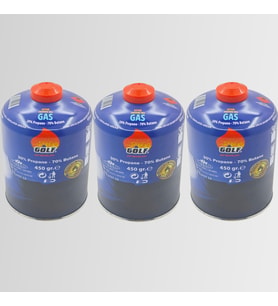 3'lü Set - GOLF Butan Propan Kamp Gazı Valfli Kartuş 450 GR