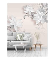 Dreamwall Kabartma Çiçekler Desenli Silinebilir Sağlıklı Tekstil Duvar Kağıdı (Siyah & Beyaz)