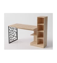 Wood'n Love Elektra Kitaplıklı Metal Ayaklı Çalışma Masası - Atlantik Çam  / Siyah