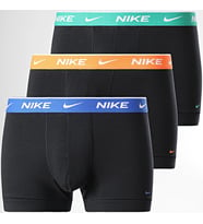 Nike Dri Fit Ultra Stretch 3 Pack Blak Orange Grren Blue Micro 3 lü Paket Kısa Boxer Siyah 3 Renk Bantlı
