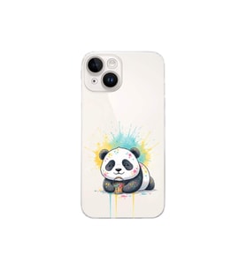 iPhone 14 Plus ile Uyumlu Splash Panda Tasarımlı Şeffaf Silikon Kılıf