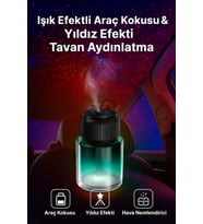 Işık Efektli Araç Kokusu  Yıldızlı Tavan Aydınlatma, Hava Nemlendirici ve Aromaterapi (Siyah)
