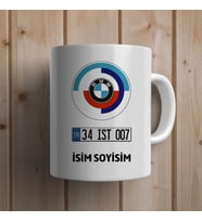 Kişiye Özel Plakalı İsimli BMW Kupa Bardak