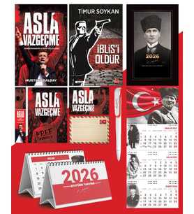 Asla Vazgeçme - Ayraç - Kartpostal - Poster - İblisi Öldür -  2026 Ajanda Kalpaklı - Ay Yıldız Duvar Takvimi - Masa Takvimi