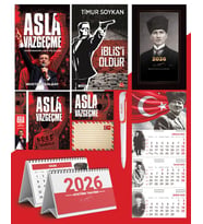 Asla Vazgeçme - Ayraç - Kartpostal - Poster - İblisi Öldür -  2026 Ajanda Kalpaklı - Ay Yıldız Duvar Takvimi - Masa Takvimi