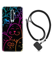 Oppo Reno 2Z 4 Lite 4 Pro 5 6 7 A31 Kılıf Boyun Askılı Silikon Neon Cats 1790