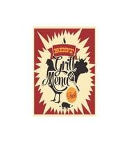 Best Grill Menu Retro Poster Ahşap Mangal Duvar Tablosu