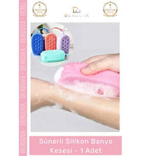 #Kese Süngerli Peeling Etkili Çift Taraflı Masaj Yapan Yumuşak Hijyenik Silikon Banyo Kesesi - 1 Ade