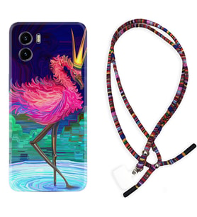 Vivo Y15S Y32 Y33S Y51 Y53S Kılıf Boyun Asklı Rasta Silikon Queen Flamingo 1748