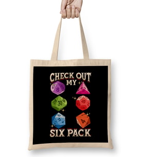 Check Out My Six Pack Funny Gaming Dice Pun Bez Çanta Uzun Saplı