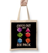 Check Out My Six Pack Funny Gaming Dice Pun Bez Çanta Uzun Saplı
