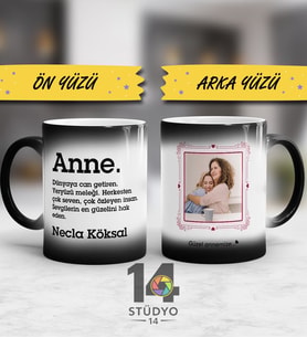 Stüdyo 14 Kişiye Özel Tasarlanabilir Resim Mesaj Sihirli  Kupa Mug - Anneler Günü Hediyesi-Sevgiliye Hediye