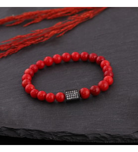 Doğal Mercan Taşlı Unisex Bileklik