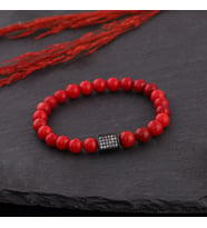 Doğal Mercan Taşlı Unisex Bileklik
