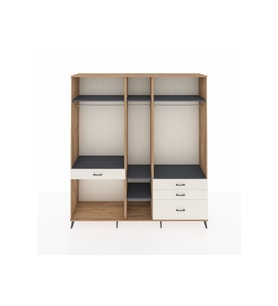 Hyperion Dolap 7 Raflı 4 Çekmeceli 3 Askılı 220x44x243 Çam-Antrasit/Aytaşı