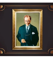 Özel Seri Paspartulu Çerçeveli Atatürk Tablo l768 (Gold)