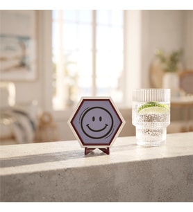 Modern Mutlu Yüz Tasarımlı Masaüstü Objesi Çalışma Alanınıza Özgünlük Katan Estetik ve Şık Bir Dekorasyon 10x10 cm, Mor