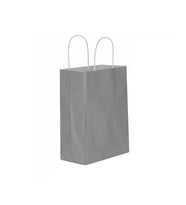 Kağıt Hediye Çantası Düz Renk Büyük Boy 25X31 CM (25 Adet)  Gümüş