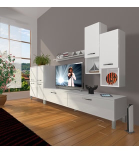 Decoraktiv Eko 6DA Slm Std Krom Ayaklı Tv Ünitesi Tv Sehpası (Beyaz)