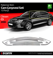 Citroen C5 Krom Cam Çerçeve Seti 12 Prç 2008-2017 (Bütün-Formlu) A+ Kalite