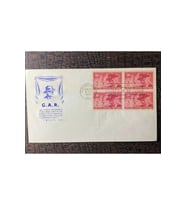 USA AMERİKA İLK GÜN ZARFI G.A.R. İndianapolis 1949 FDC Dörtlü Blok Pullu