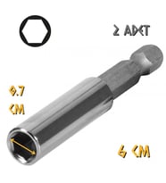 Kupa Tyson Bits Uç Uzatma Adaptörü - 6 cm. - 2 Adet (Gri)