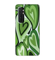 Xiaomi Mi Note 10 Lite Uyumlu Yeşil Kalp Desenli Şeffaf Telefon Kılıfı