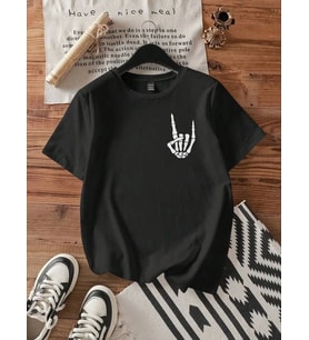 Baskılı T-shirt - Siyah